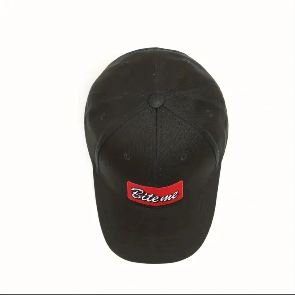 Bite‎ Me Classic Black Baseball Cap, Adjustable Sun Hat Breathable Lightweight